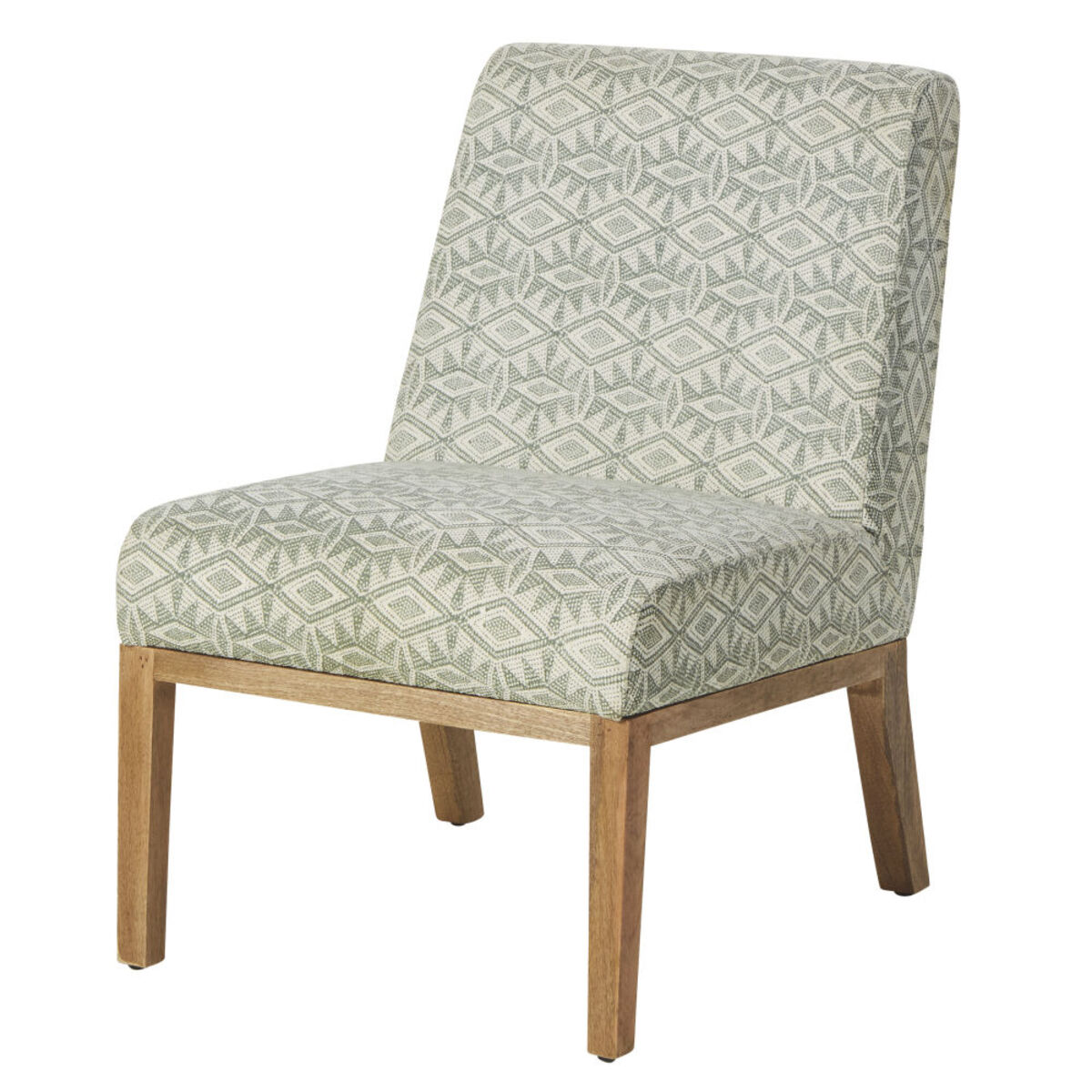 Fauteuil en coton tressé motifs ivoire et vert kaki Tzatziki