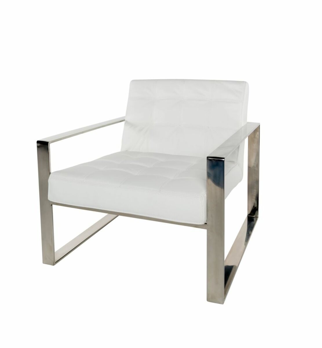 Fauteuil en cuir blanc pieds en métal chromé