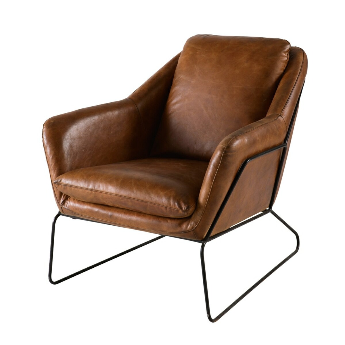 Fauteuil en cuir marron