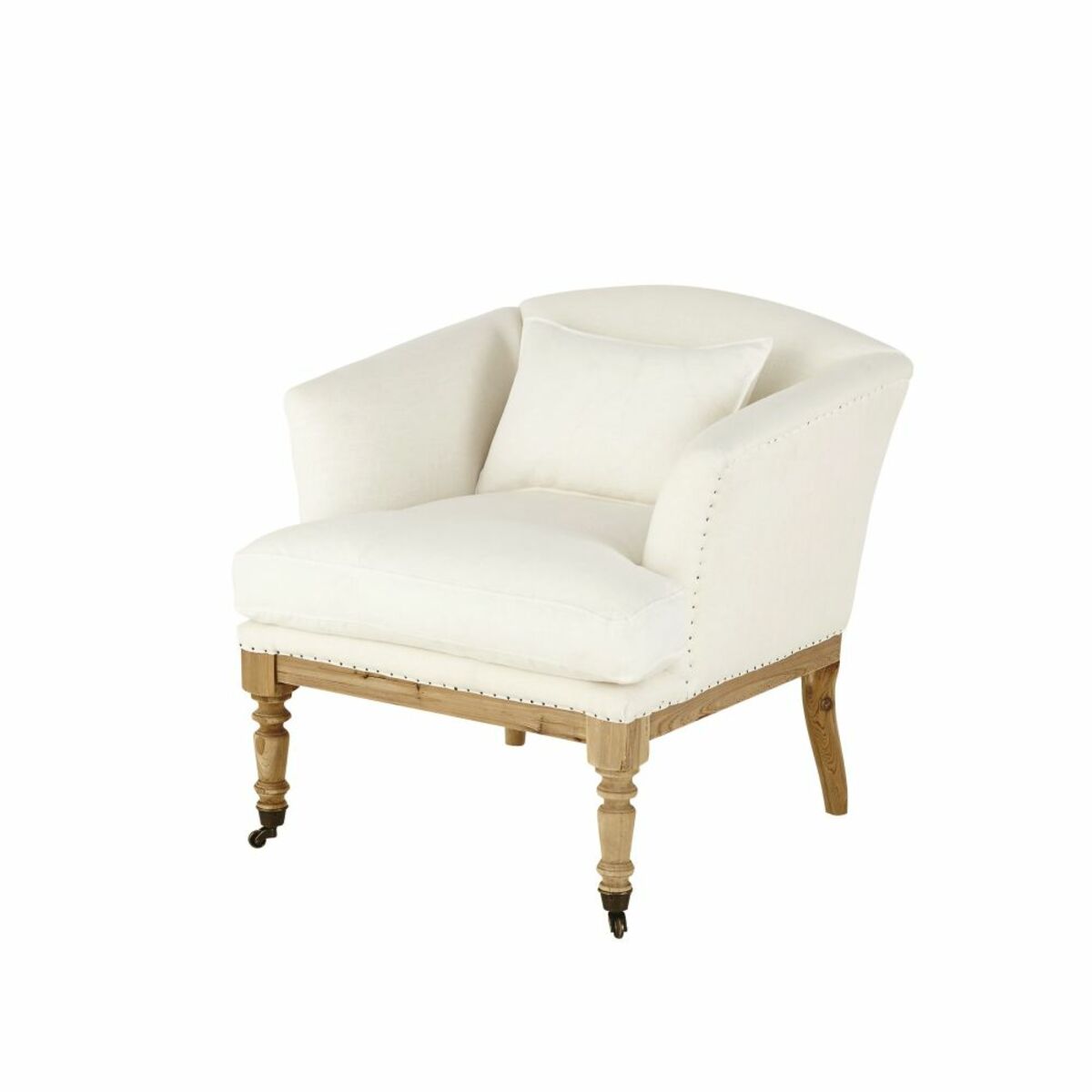 Fauteuil en lin blanc Lally