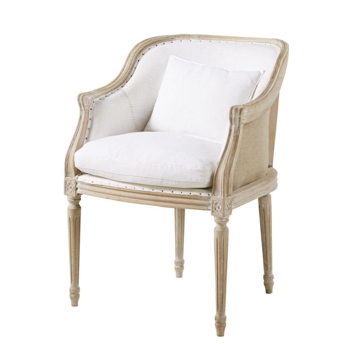 Fauteuil en lin et jute blanc Eden