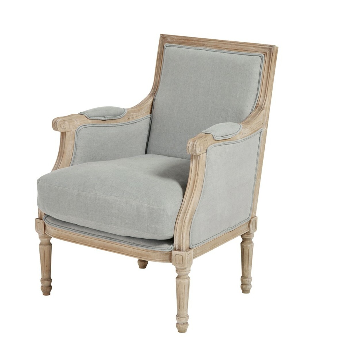 Fauteuil en lin lavé gris clair Casanova