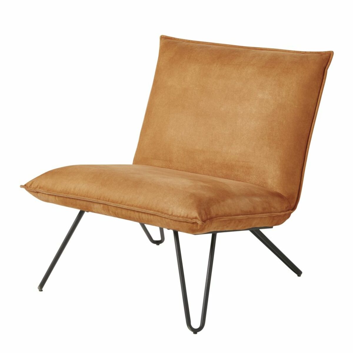 Fauteuil en suédine camel Lucas