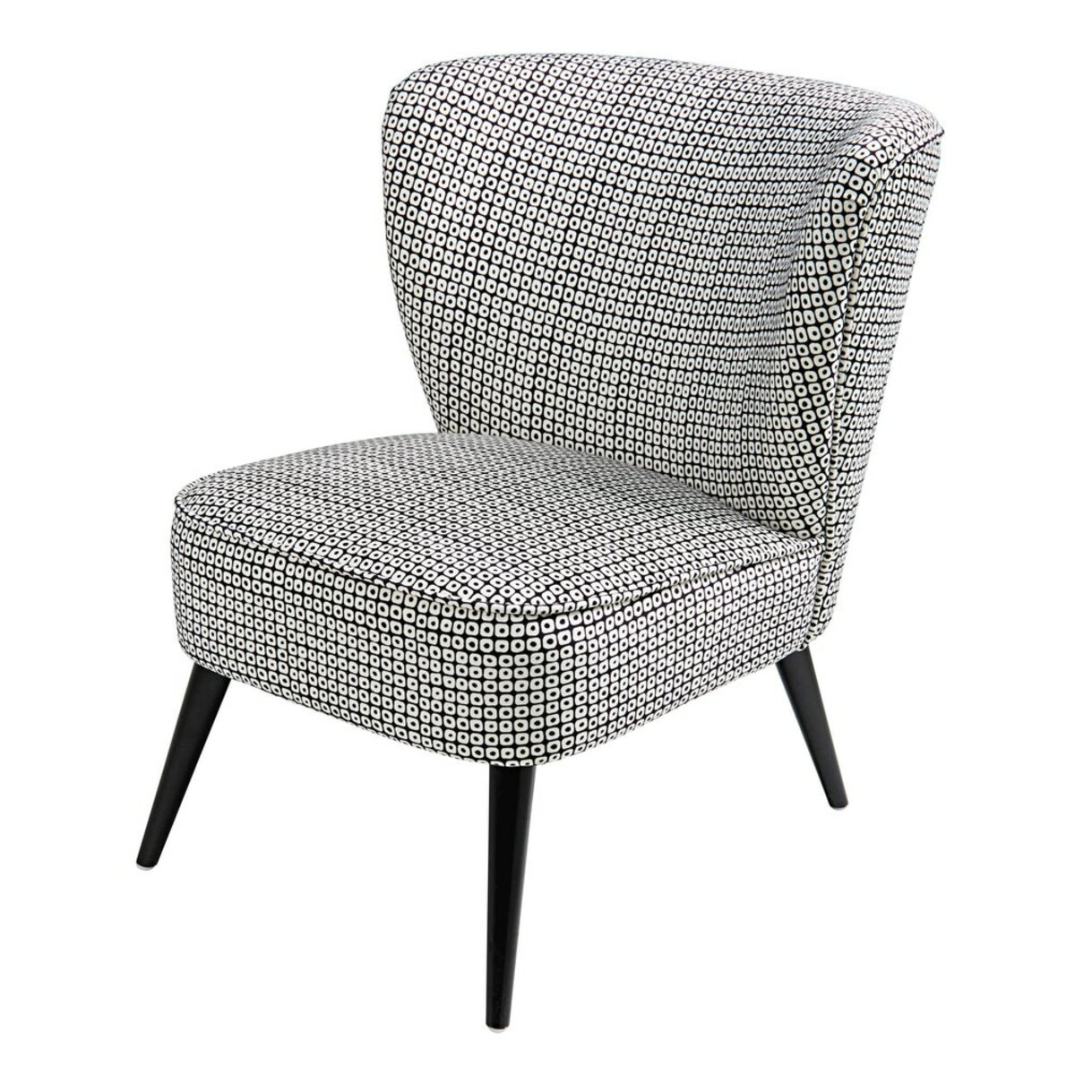 Fauteuil en velours motifs noirs et blancs