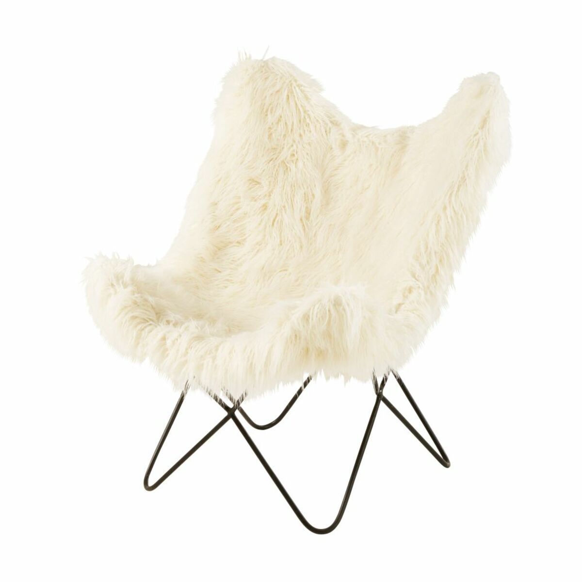 Fauteuil imitation fourrure ivoire