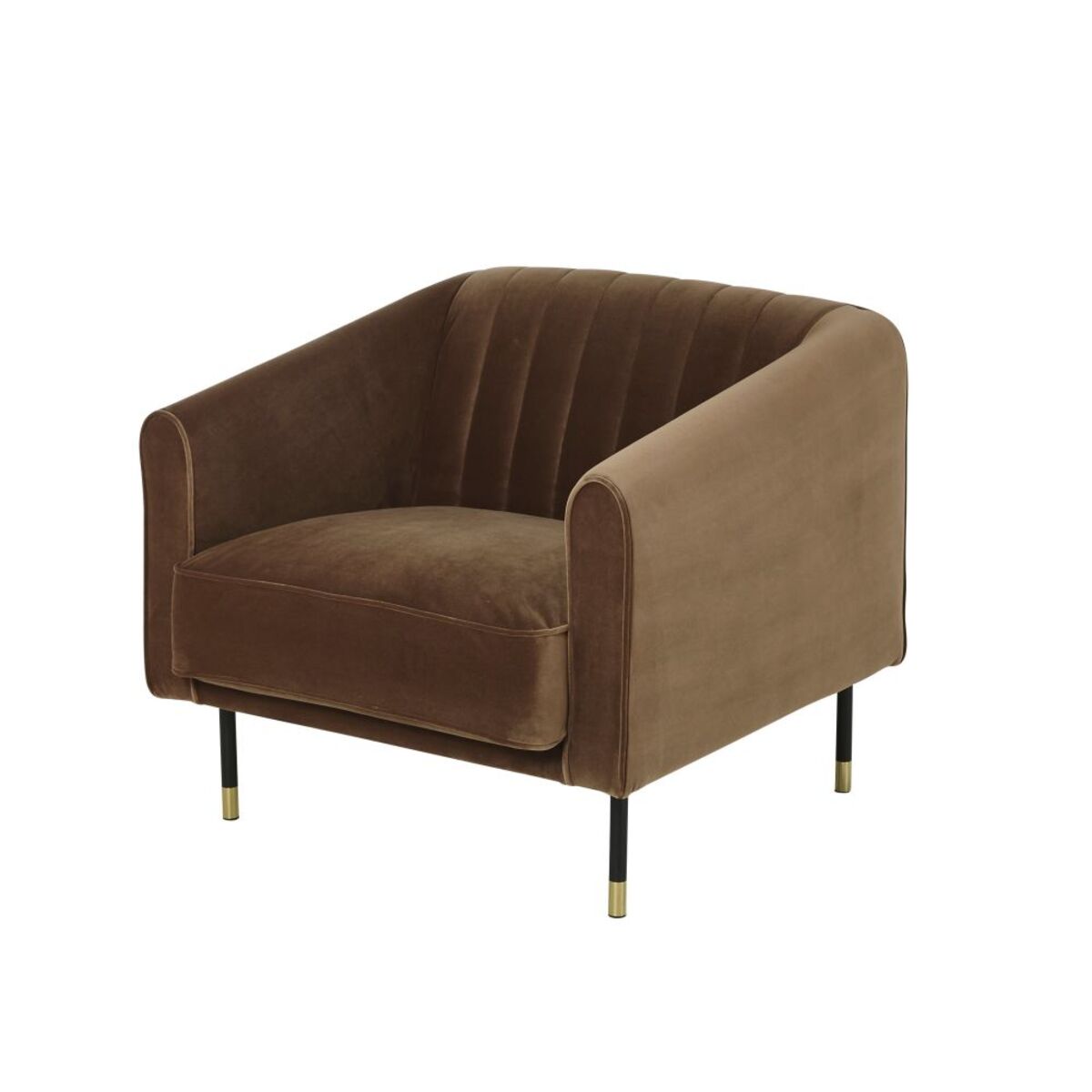 Fauteuil vintage en velours marron Costello