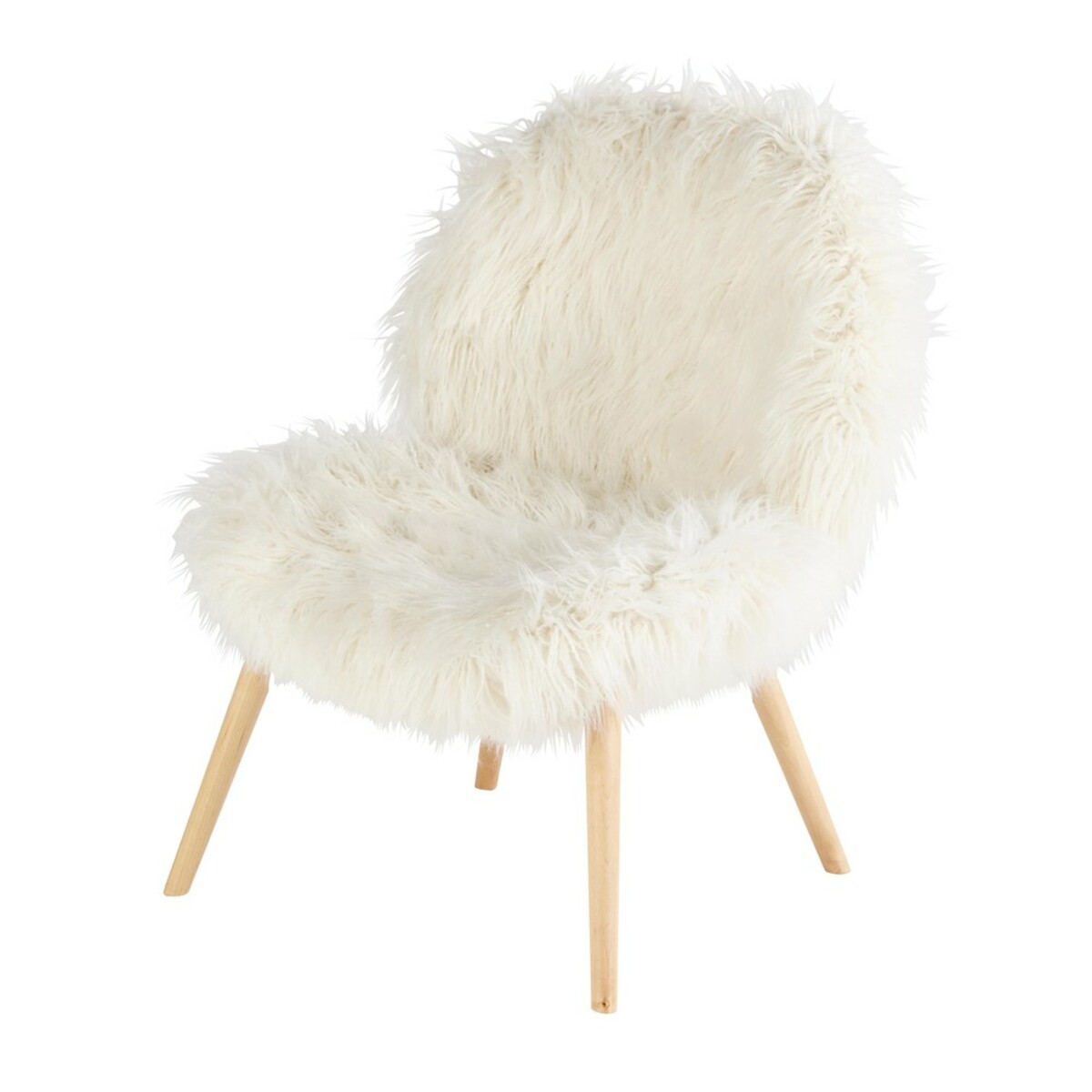 Fauteuil vintage imitation fourrure blanche