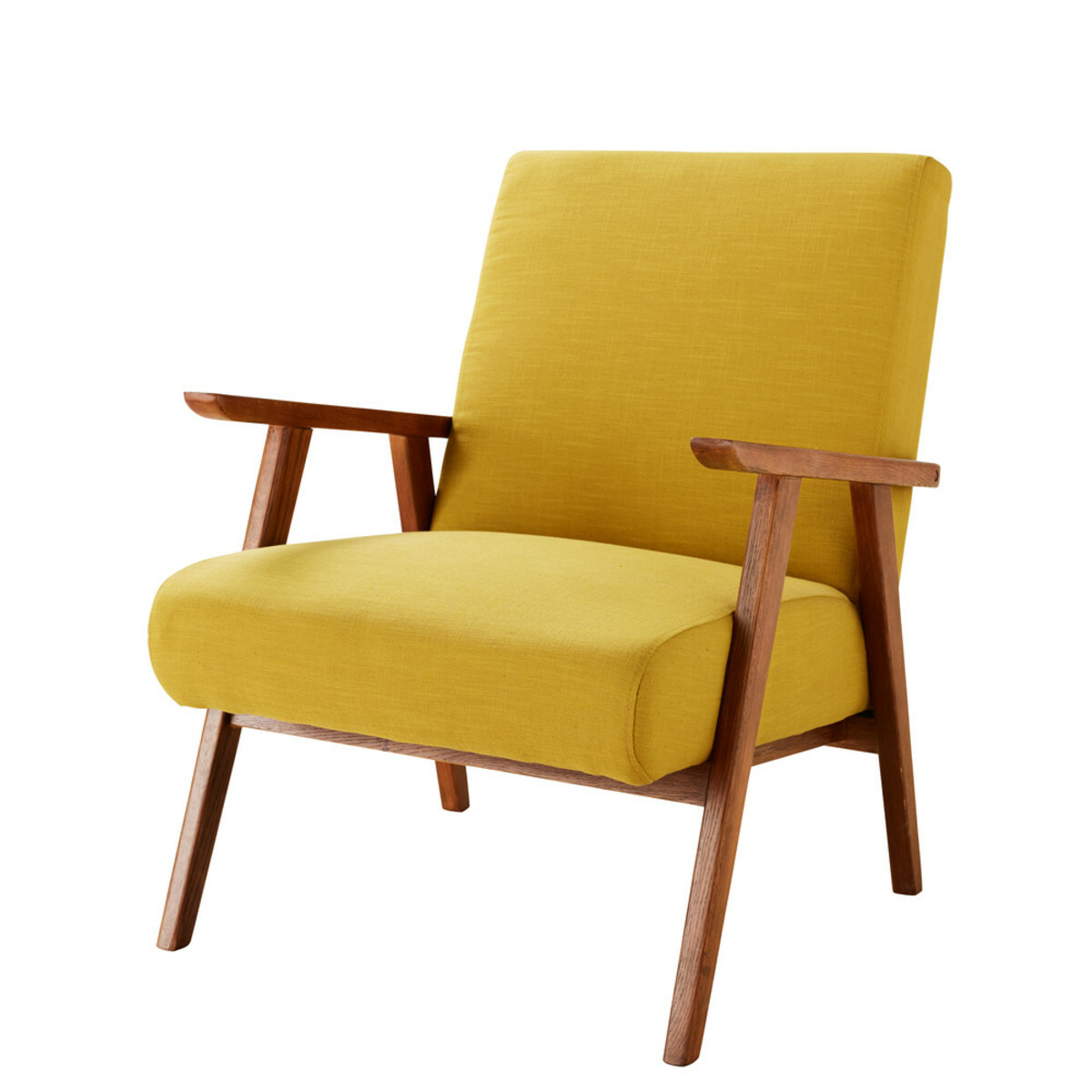 Fauteuil vintage jaune moutarde