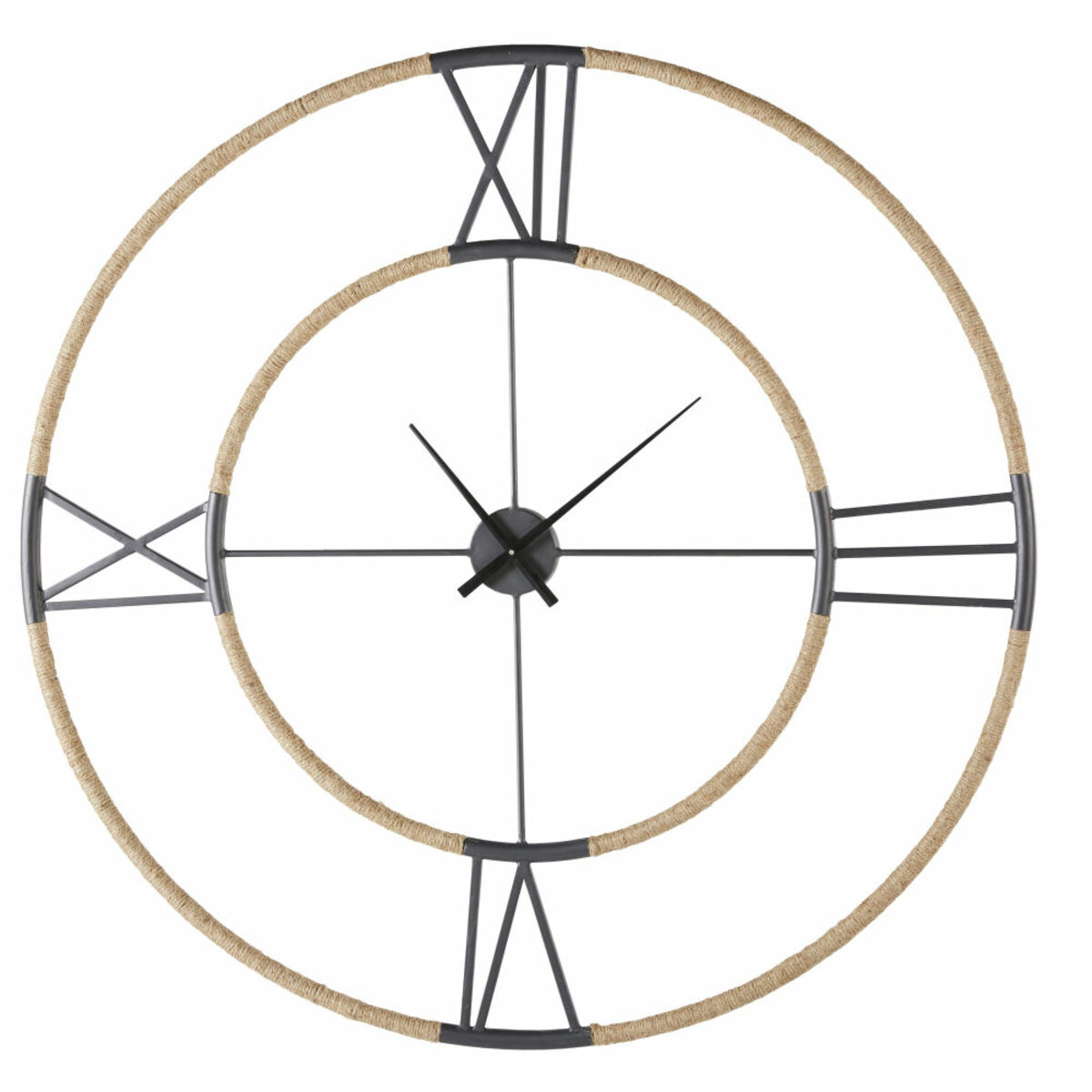Horloge en métal noir effet vieilli et corde D103