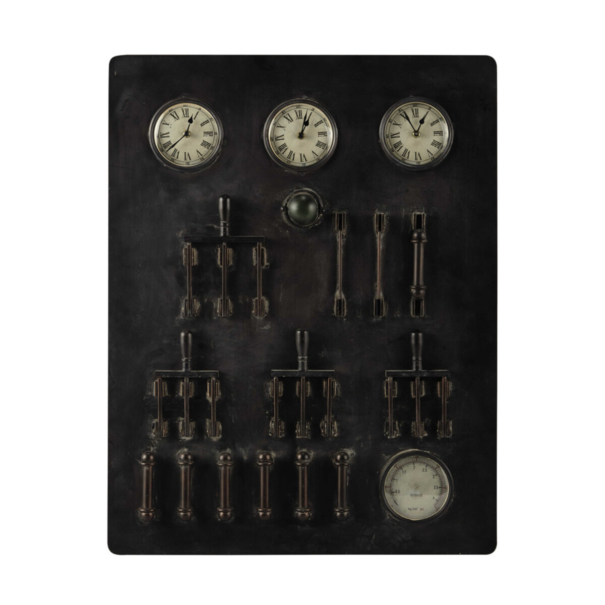 Horloges indus en métal noir 70 x 90 cm HARRISON