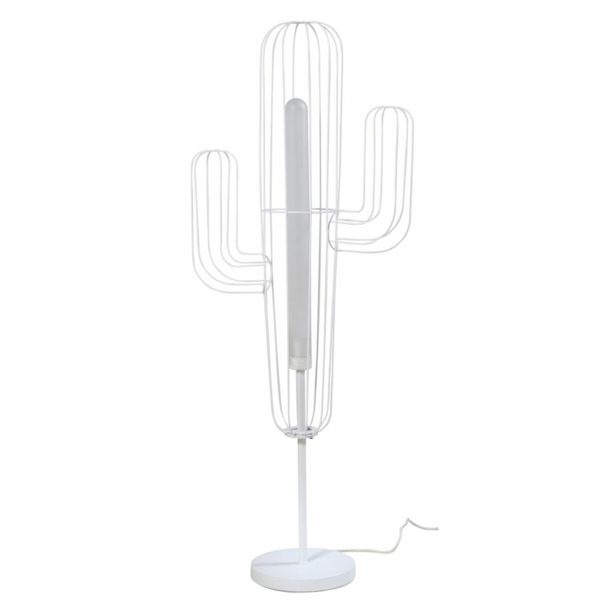 Lampadaire d'extérieur cactus en métal blanc H136