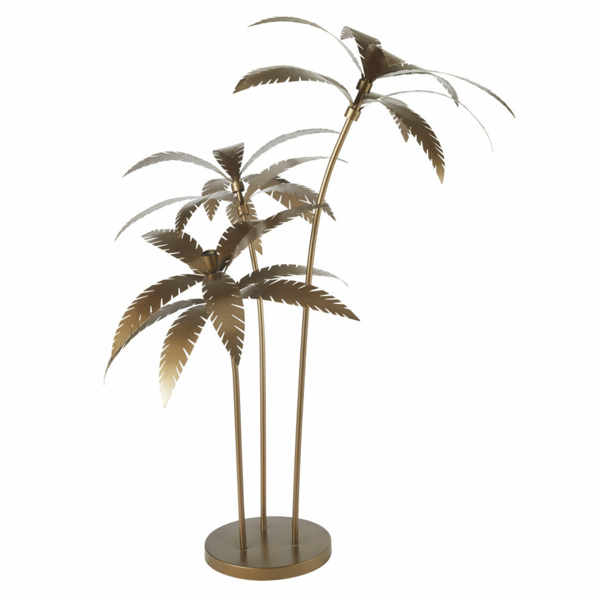 Lampadaire palmiers en métal doré foncé H158