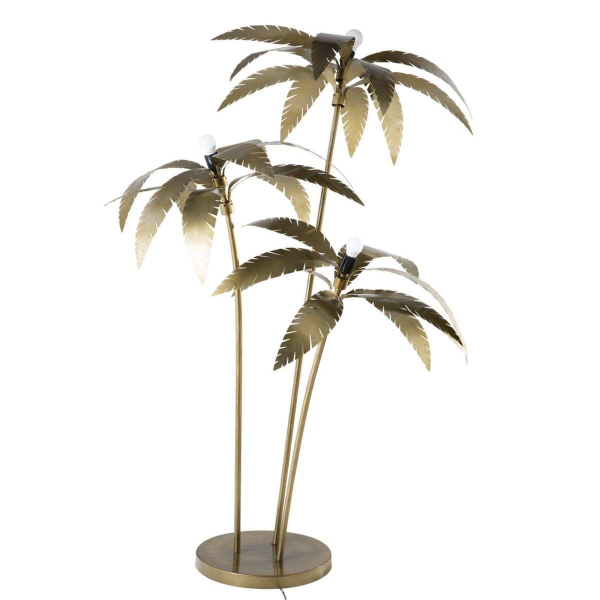 Lampadaire palmiers en métal doré H158