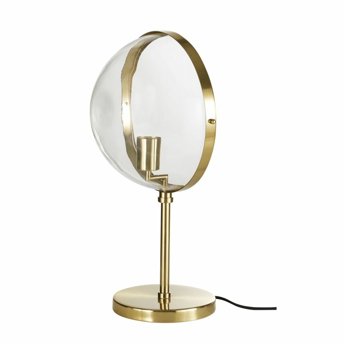 Lampe demi-sphère en verre et métal doré