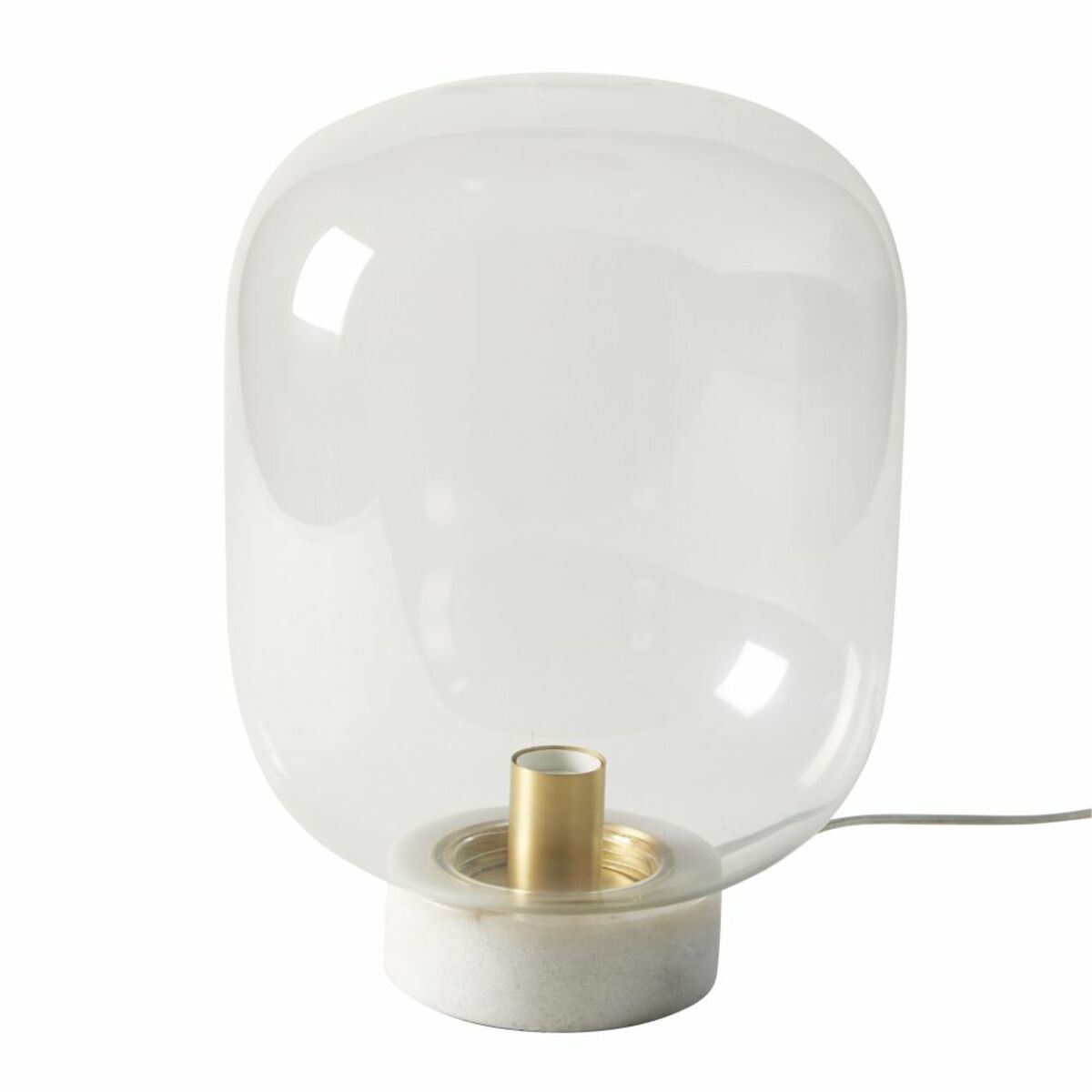 Lampe globe en verre et marbre blanc