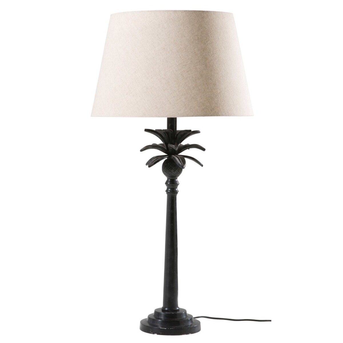 Lampe palmier en métal noir abat-jour beige