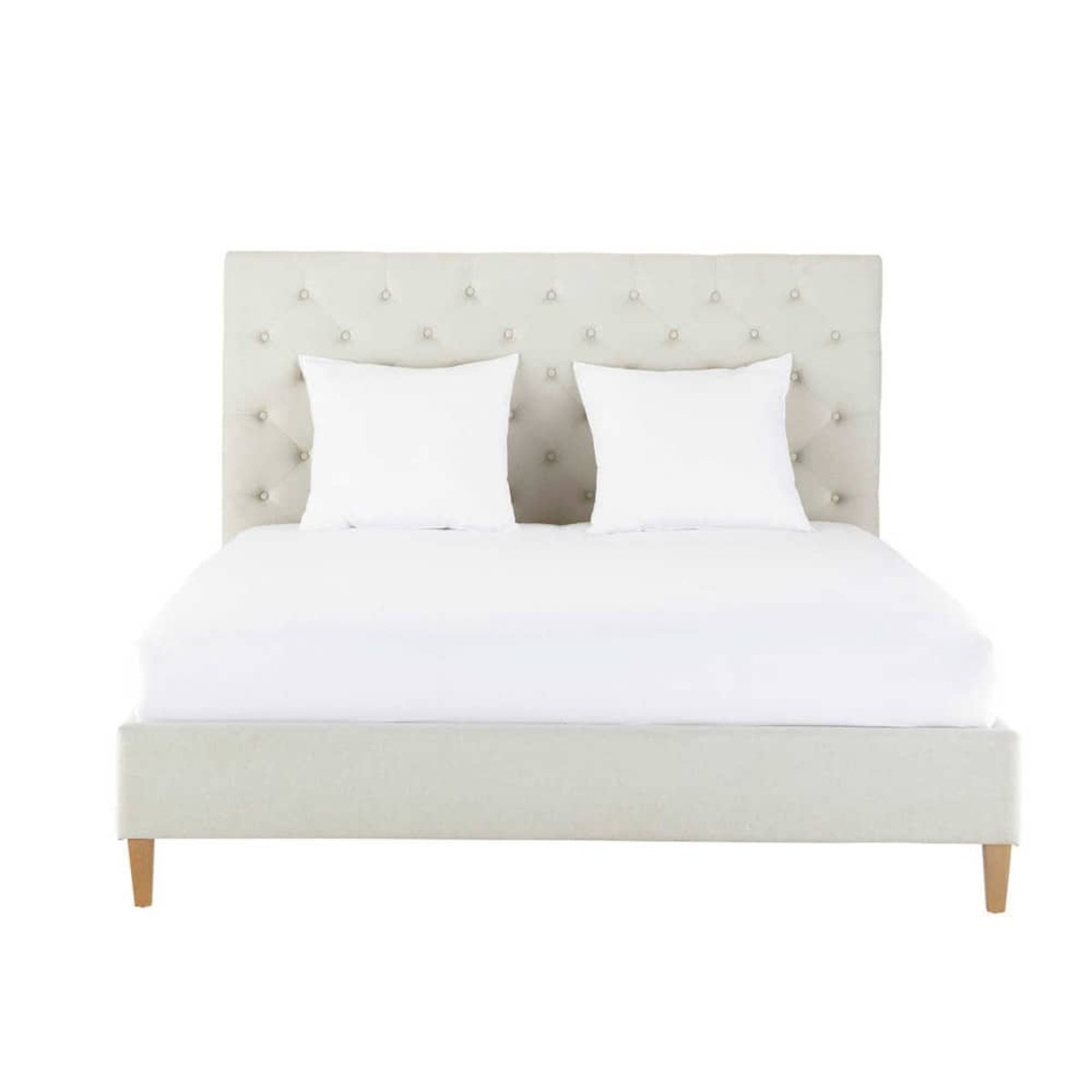 Lit 140x190 capitonné avec sommier à lattes Chesterfield