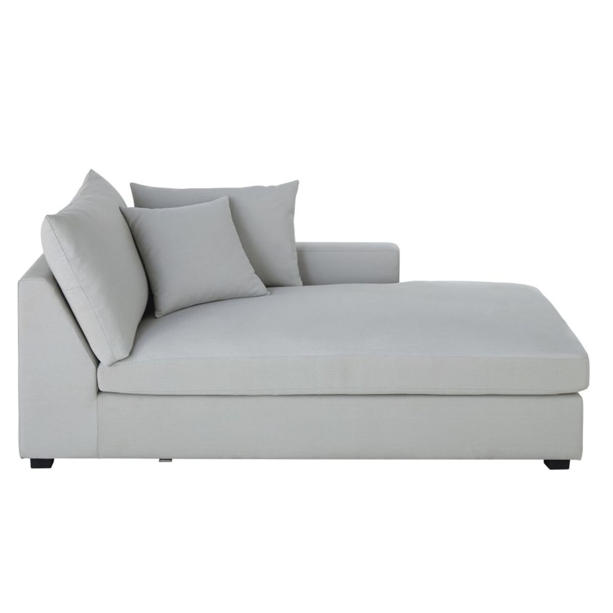 Méridienne droite de canapé en coton gris clair Rhodes