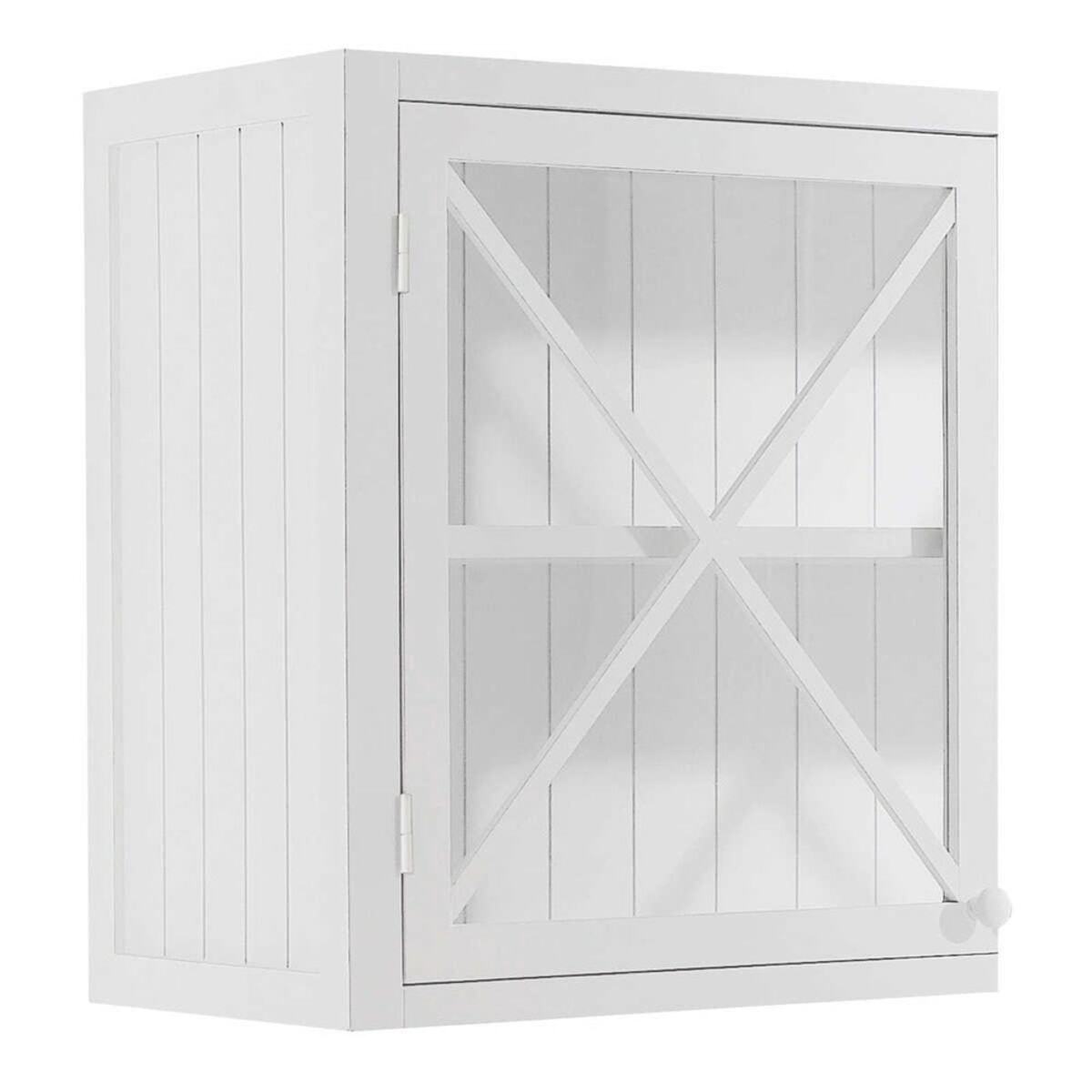 Meuble haut de cuisine 1 porte vitrée poignée à droite blanc  Newport