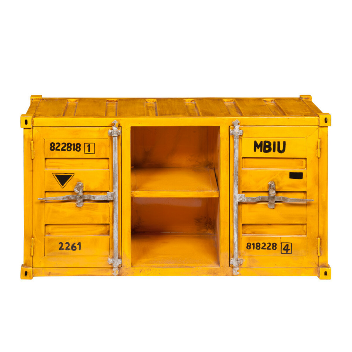 Meuble TV container en métal jaune L 129 cm