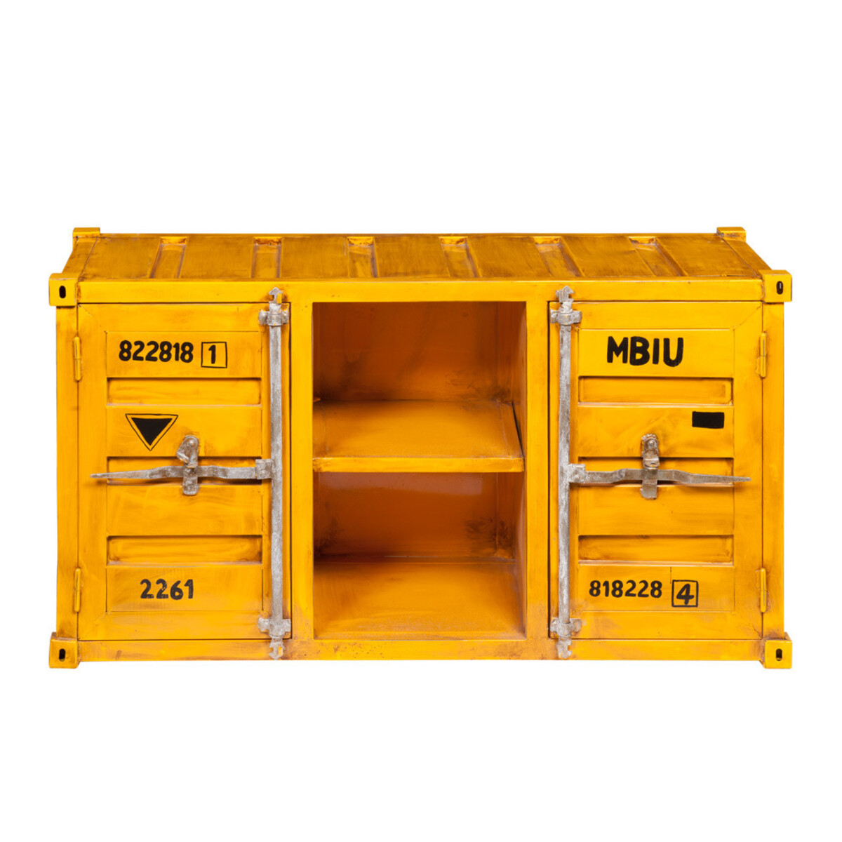 Meuble TV container en métal jaune L 129 cm Carlingue