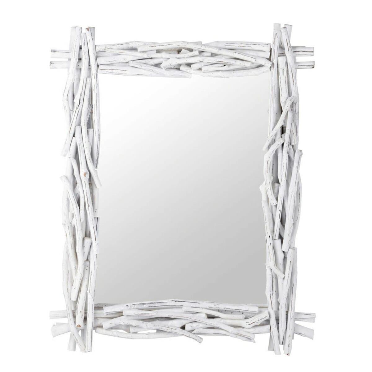 Miroir blanc en rotin H 115 cm FJORD