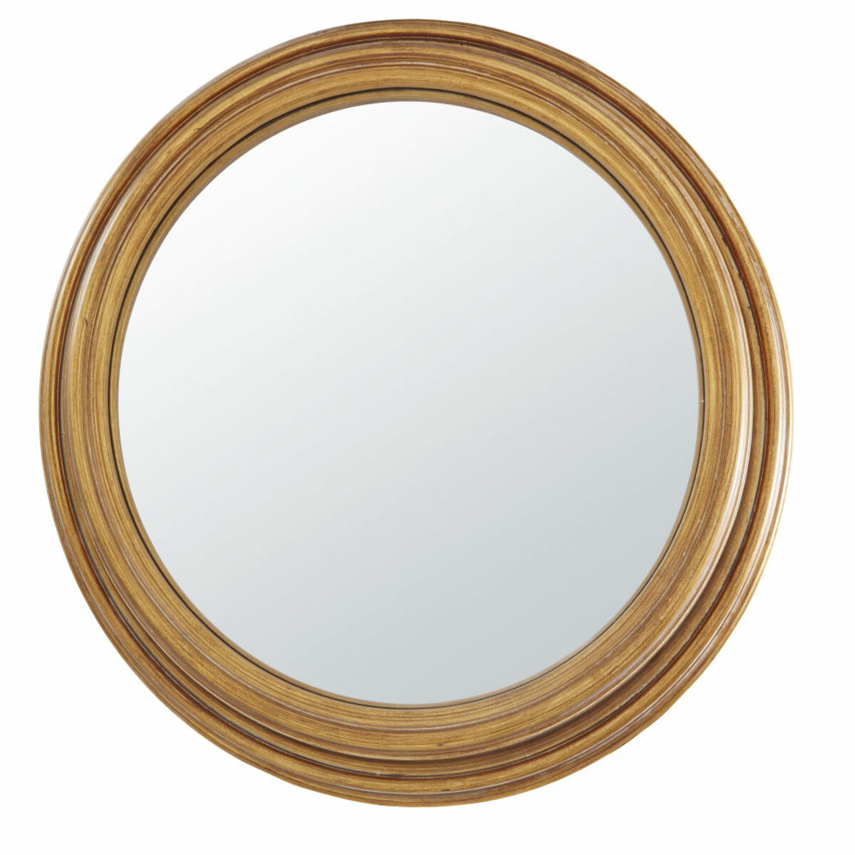 Miroir convexe en paulownia en métal doré effet vieilli D88