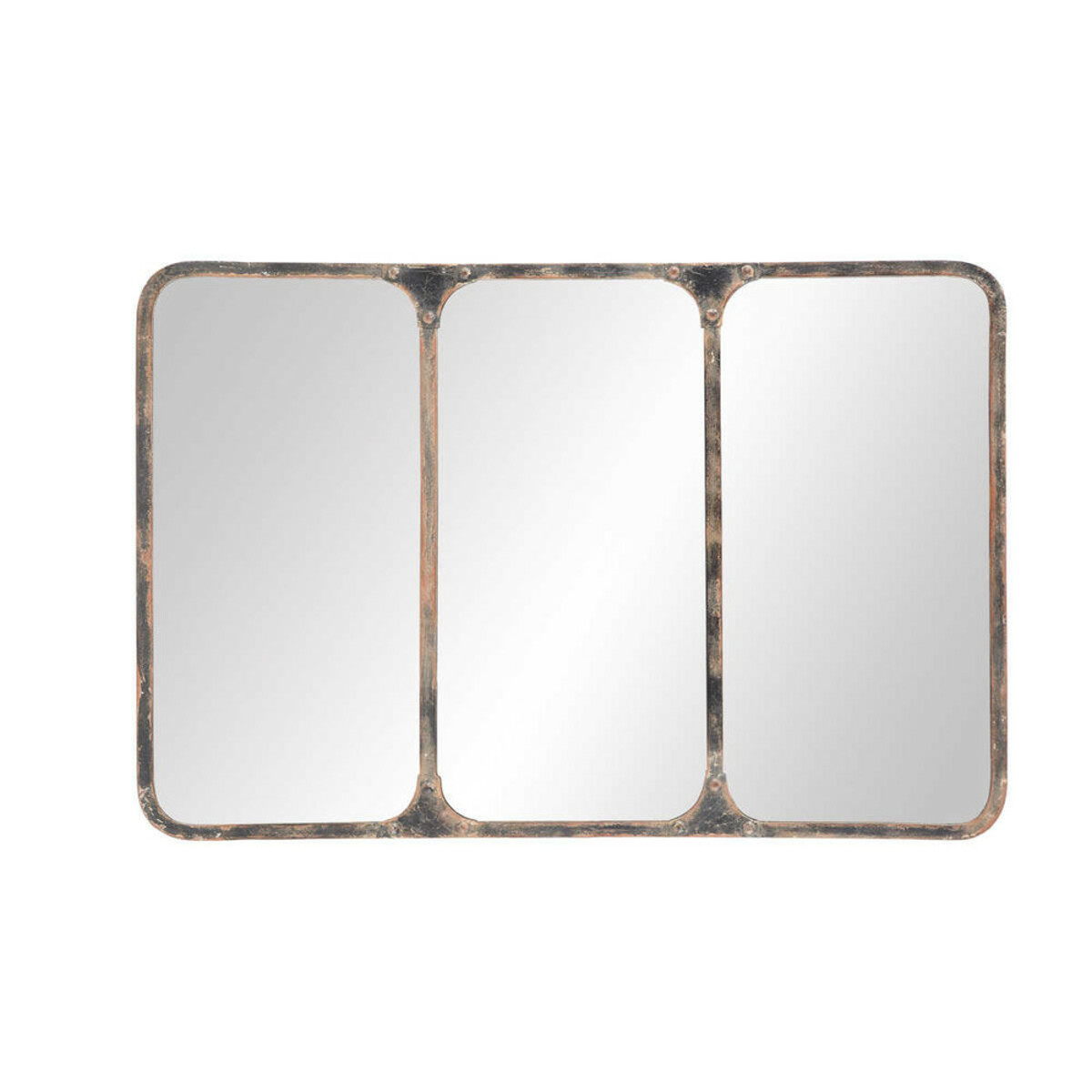 Miroir indus en métal noir 106x72