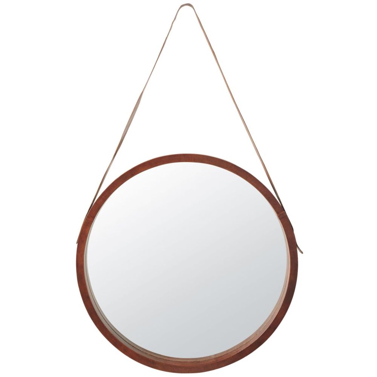 Miroir rond en cuir D80