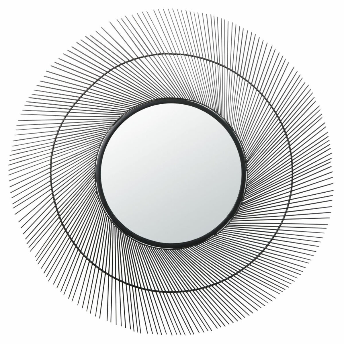 Miroir rond en fils de métal noir 100x99