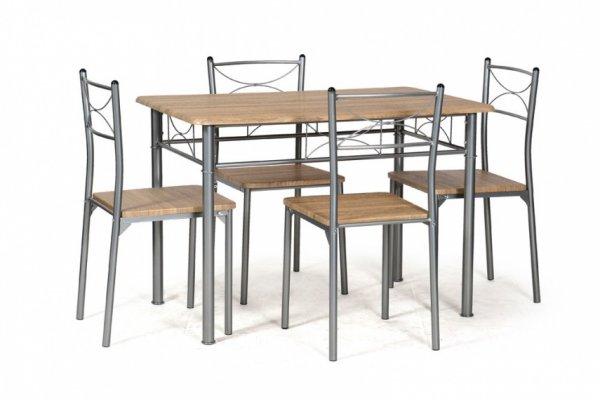 Pack table + 4 chaises TUTI chêne griffé gris 