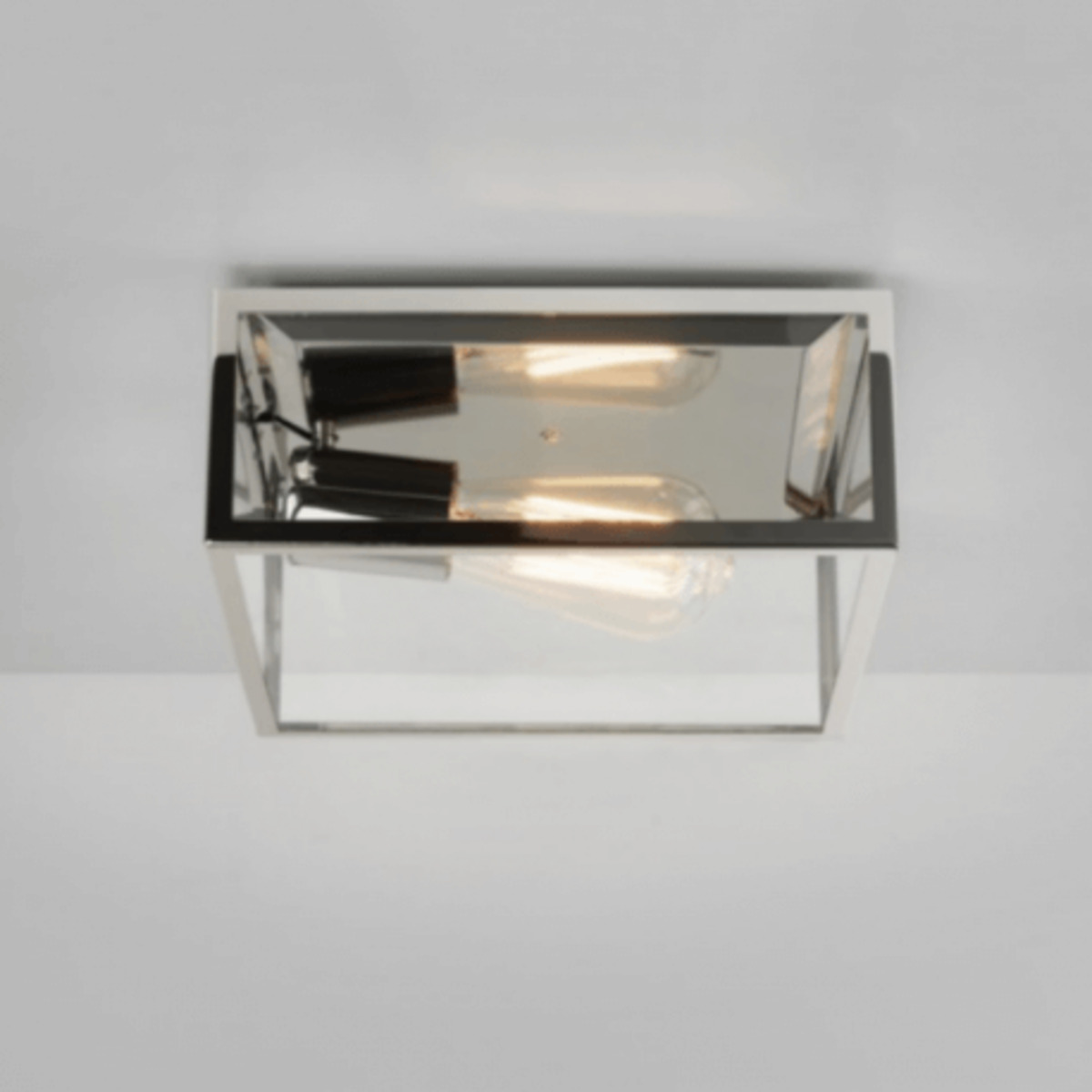 Plafonnier extérieur carré Bronte transparent L25 cm IP23 - Nickel