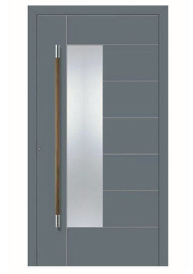 Porte d'entrée en aluminium à isolation thermique pour installation résidentielle