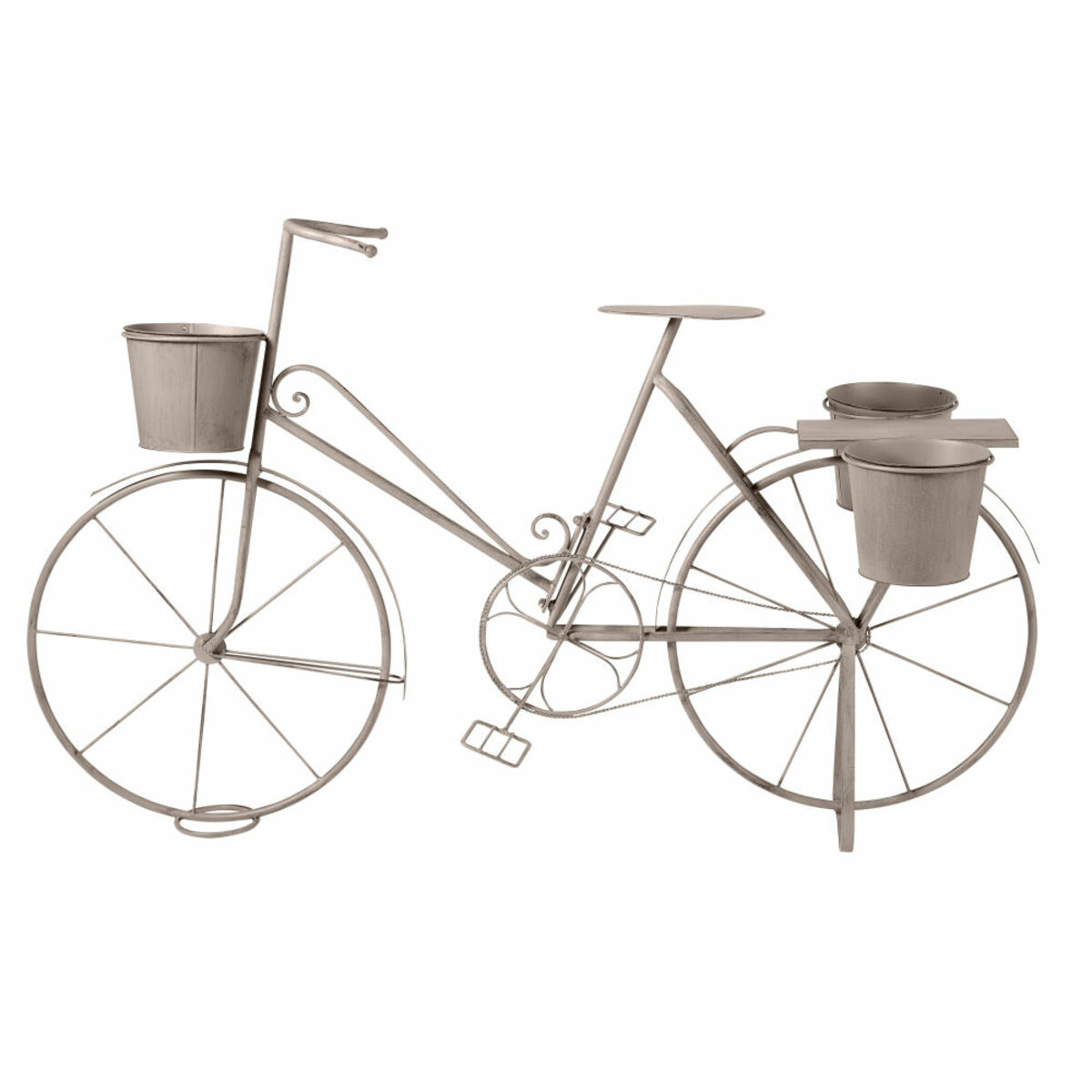 Porte-plantes vélo en métal gris effet vieilli
