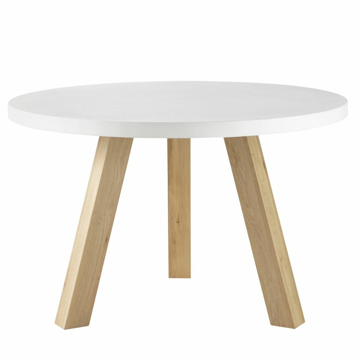 Table à manger 5/6 personnes en béton blanc et chêne D120