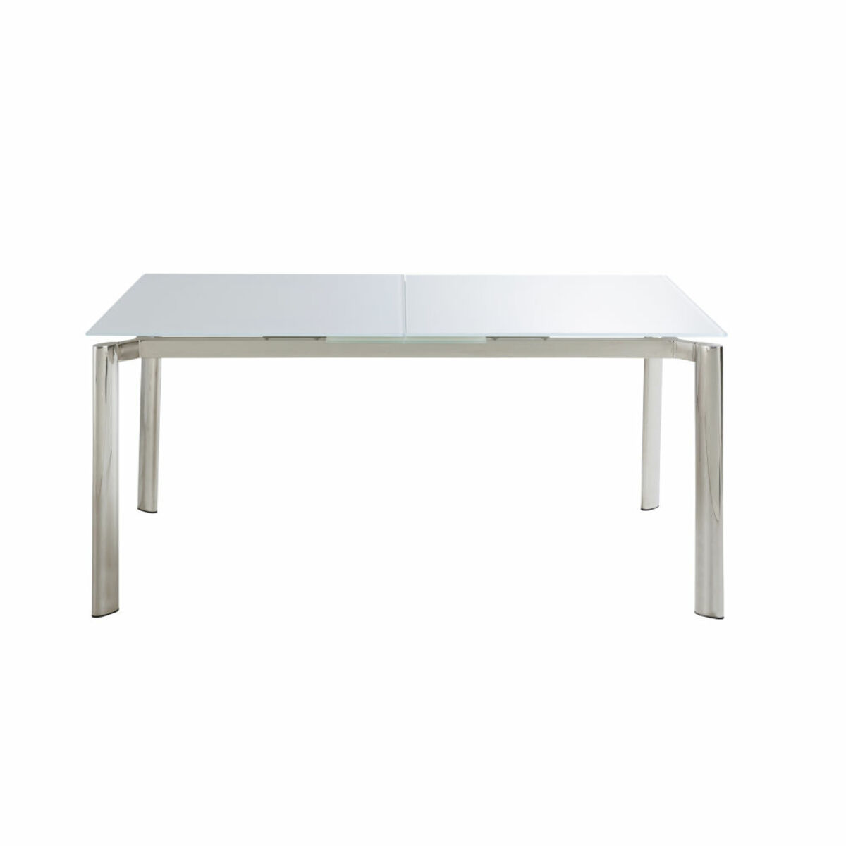 Table à manger extensible 6/8 personnes en métal et verre blanc L160/200 Cameron