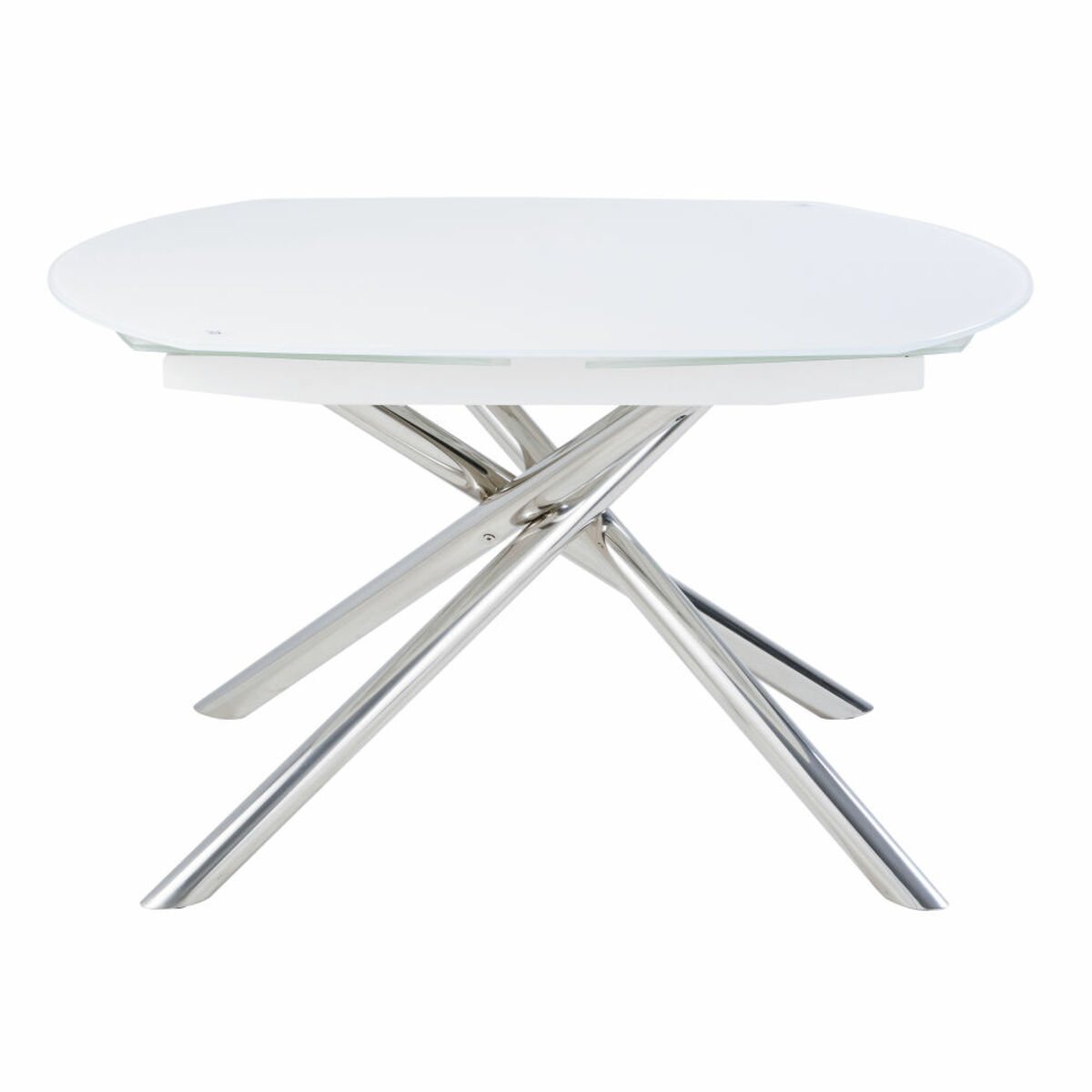 Table à manger extensible 8/10 personnes en acier et verre blanc L130/190 Astra