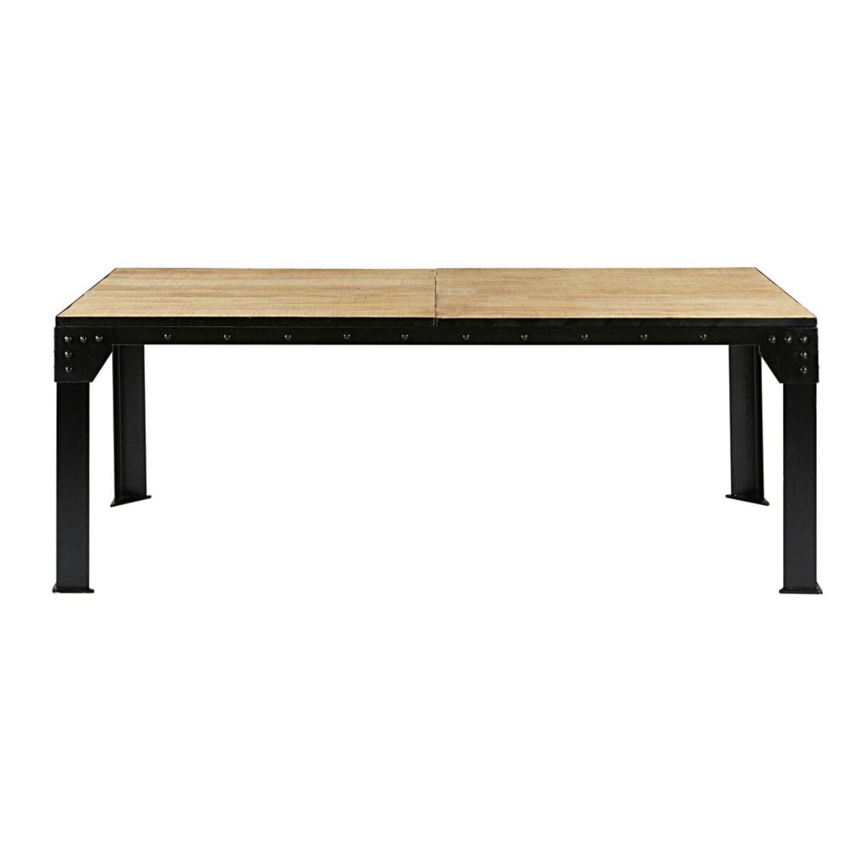 Table à manger extensible 8 à 12 personnes en manguier et métal L200/280