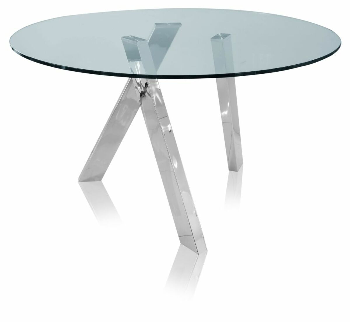 Table à manger ronde 4 personnes en verre et métal D130 Strada