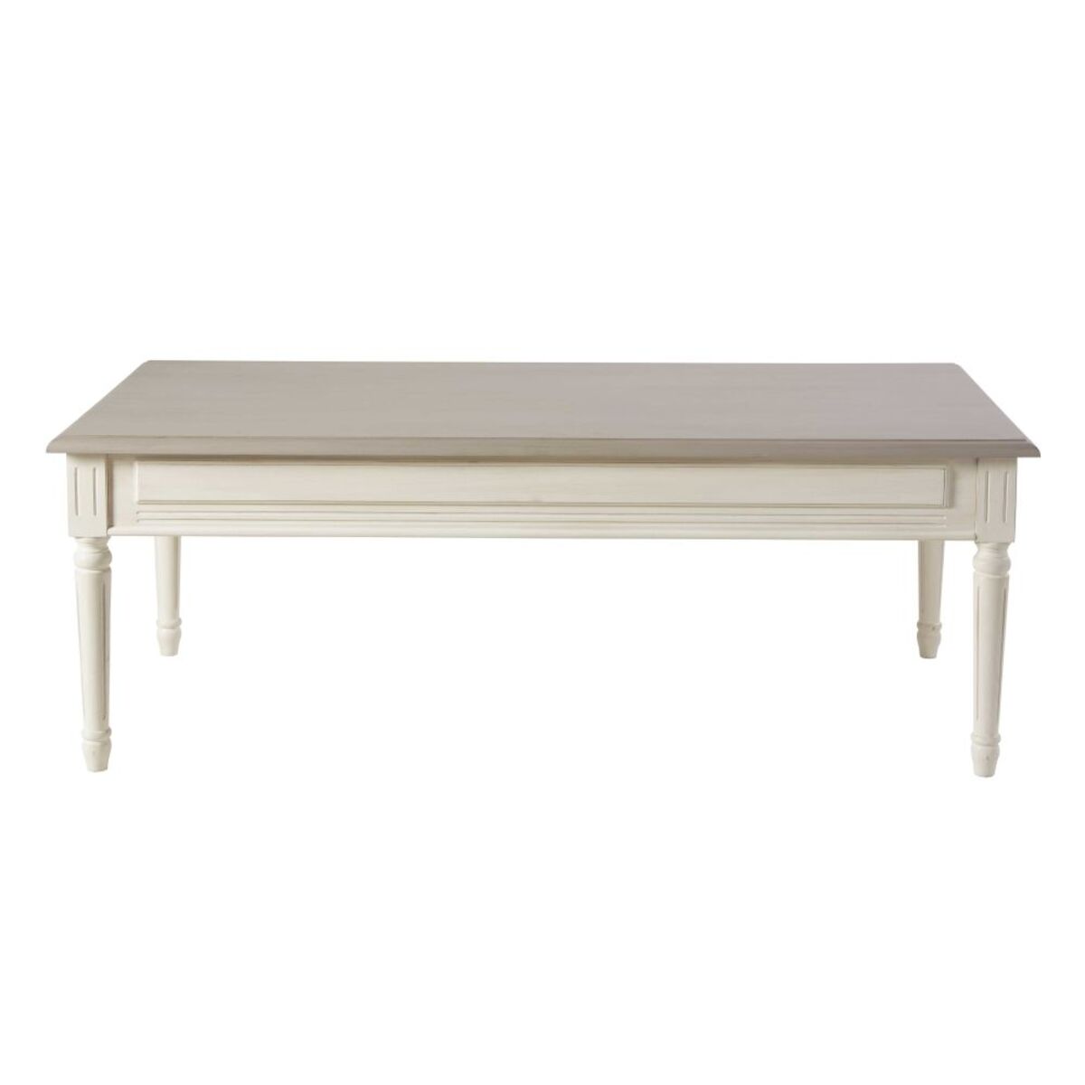 Table basse 2 tiroirs ivoire et taupe Camilla