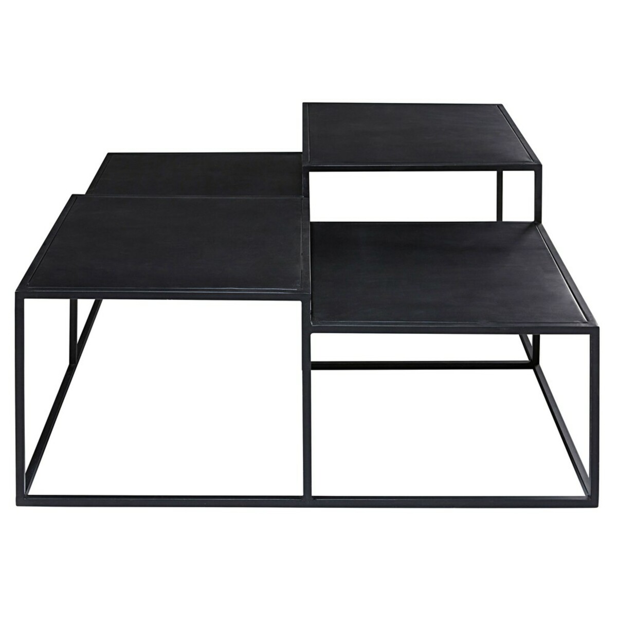 Table basse 4 plateaux en métal noir