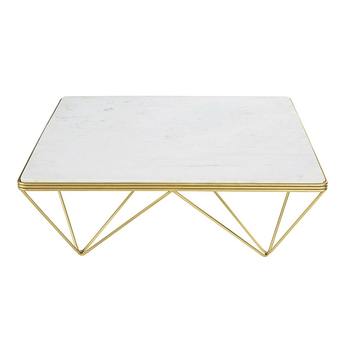 Table basse carrée en marbre et métal doré