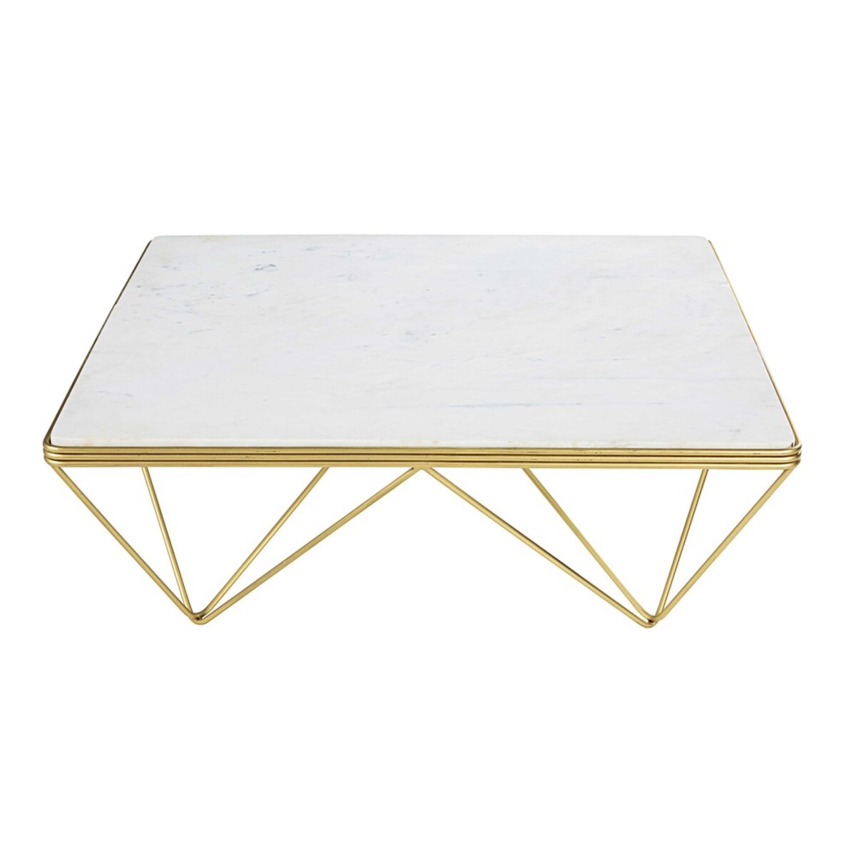 Table basse carrée en marbre et métal doré Gatsby