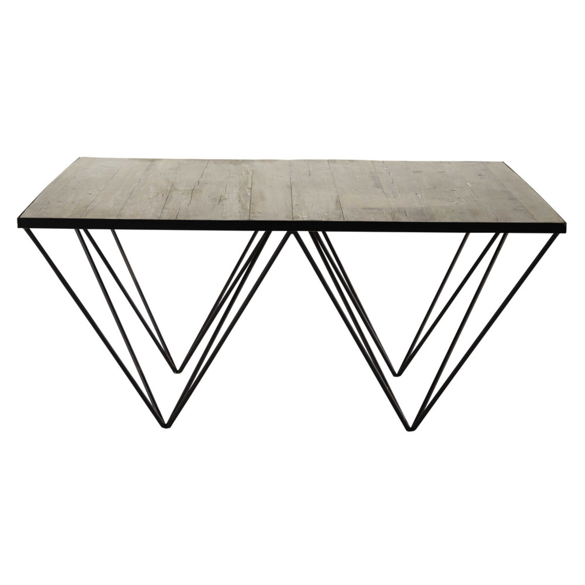 Table basse carrée en pin recyclé et métal Diamond