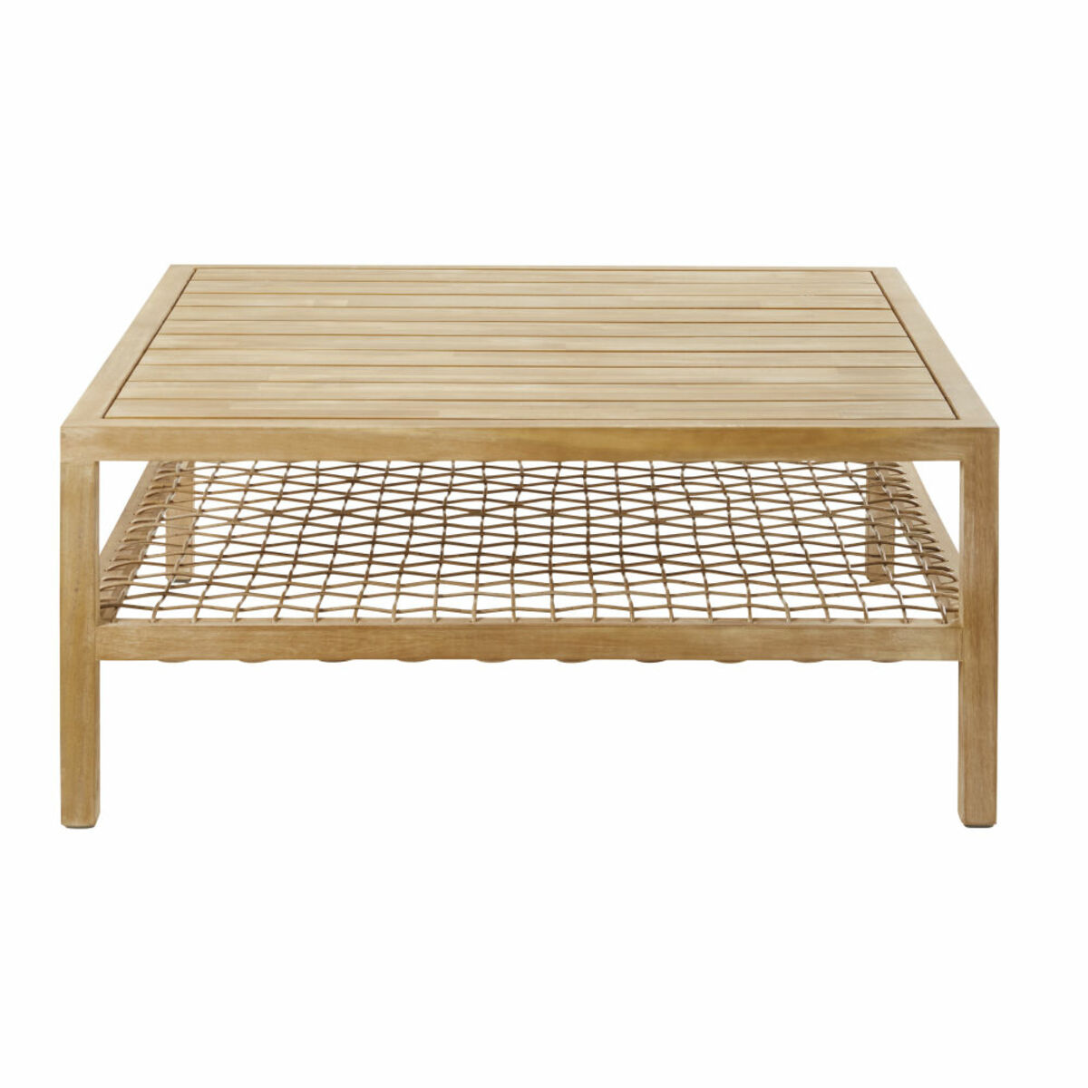 Table basse de jardin en résine tressée et acacia massif