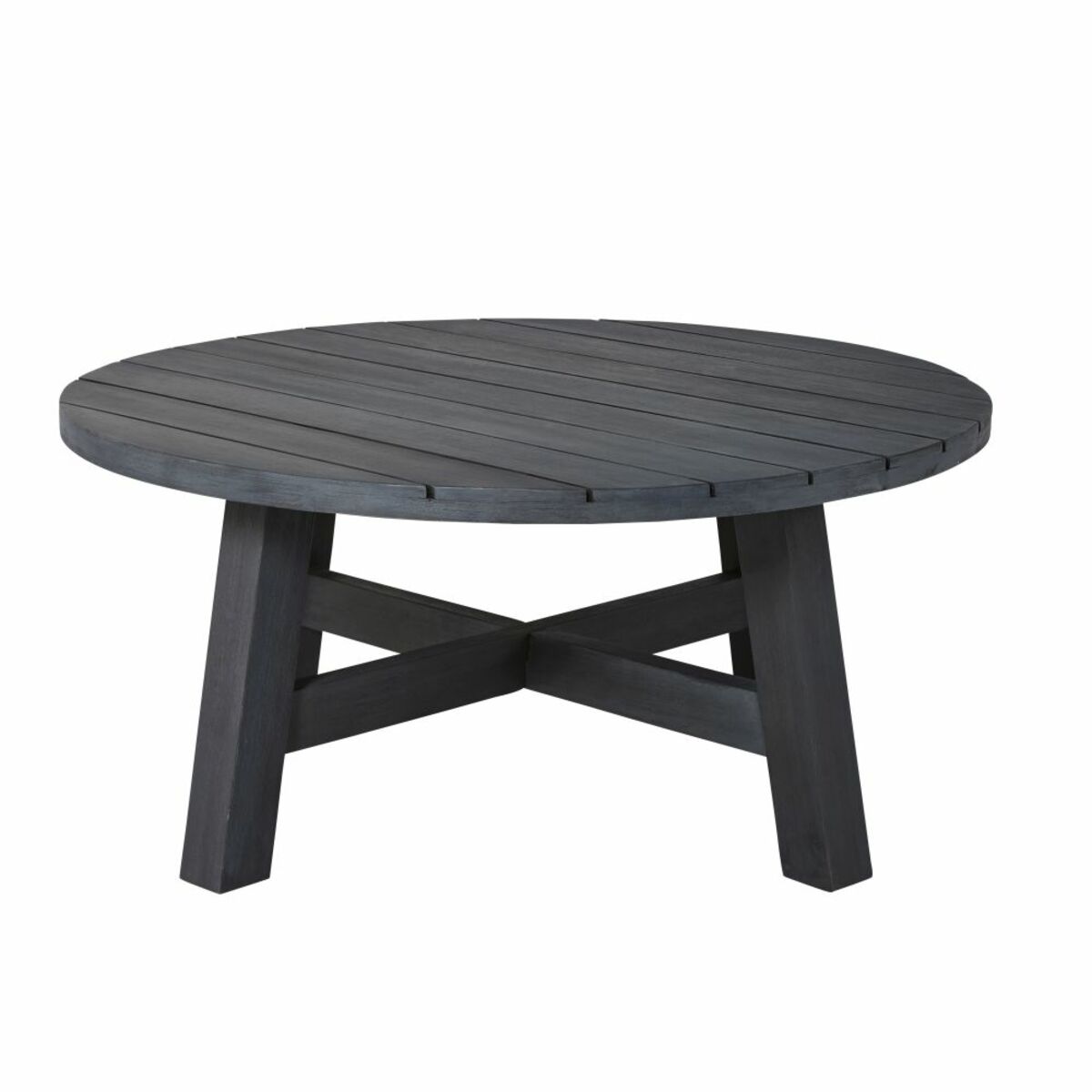 Table basse de jardin ronde en acacia massif noir Perissa