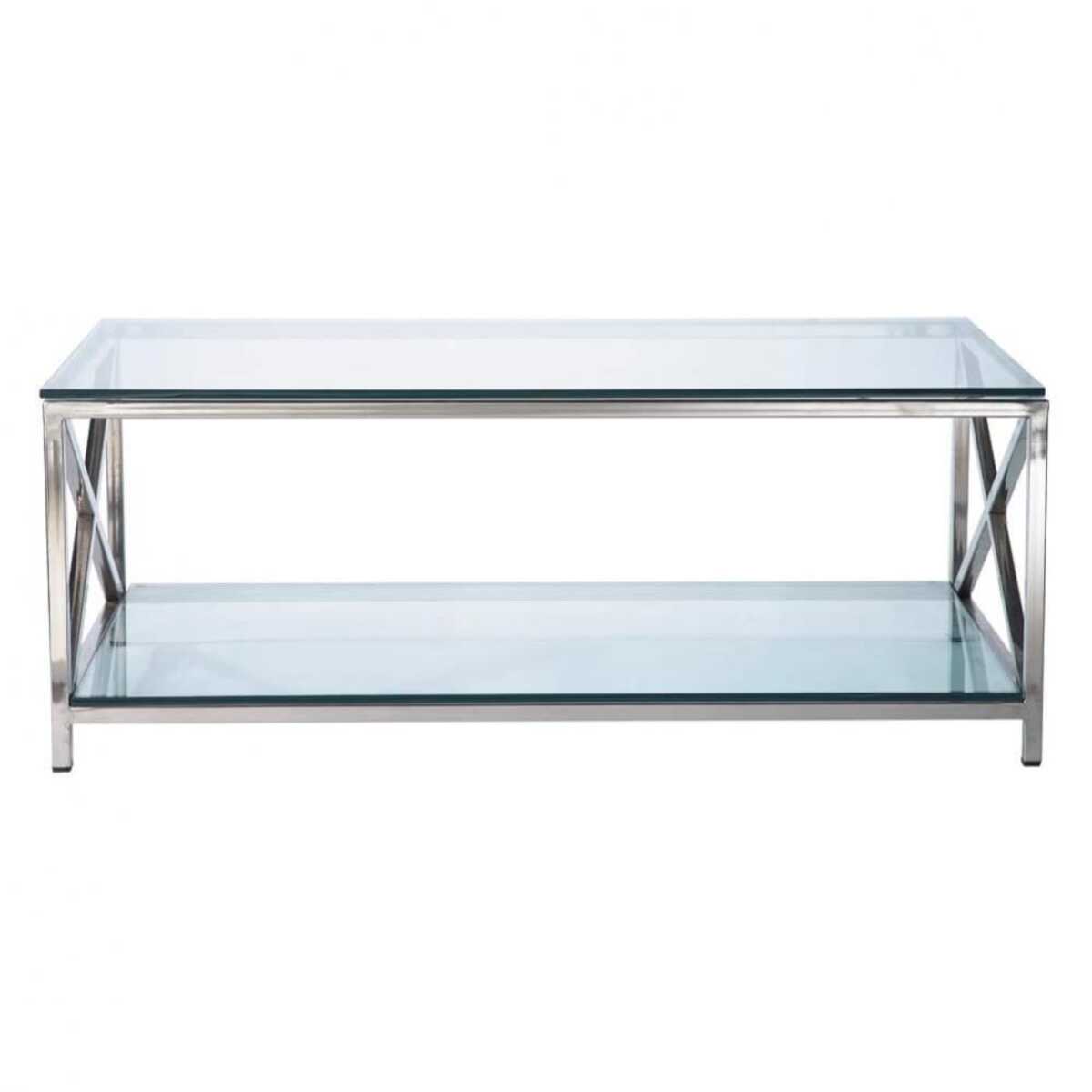Table basse en verre et métal L 110 cm Helsinki