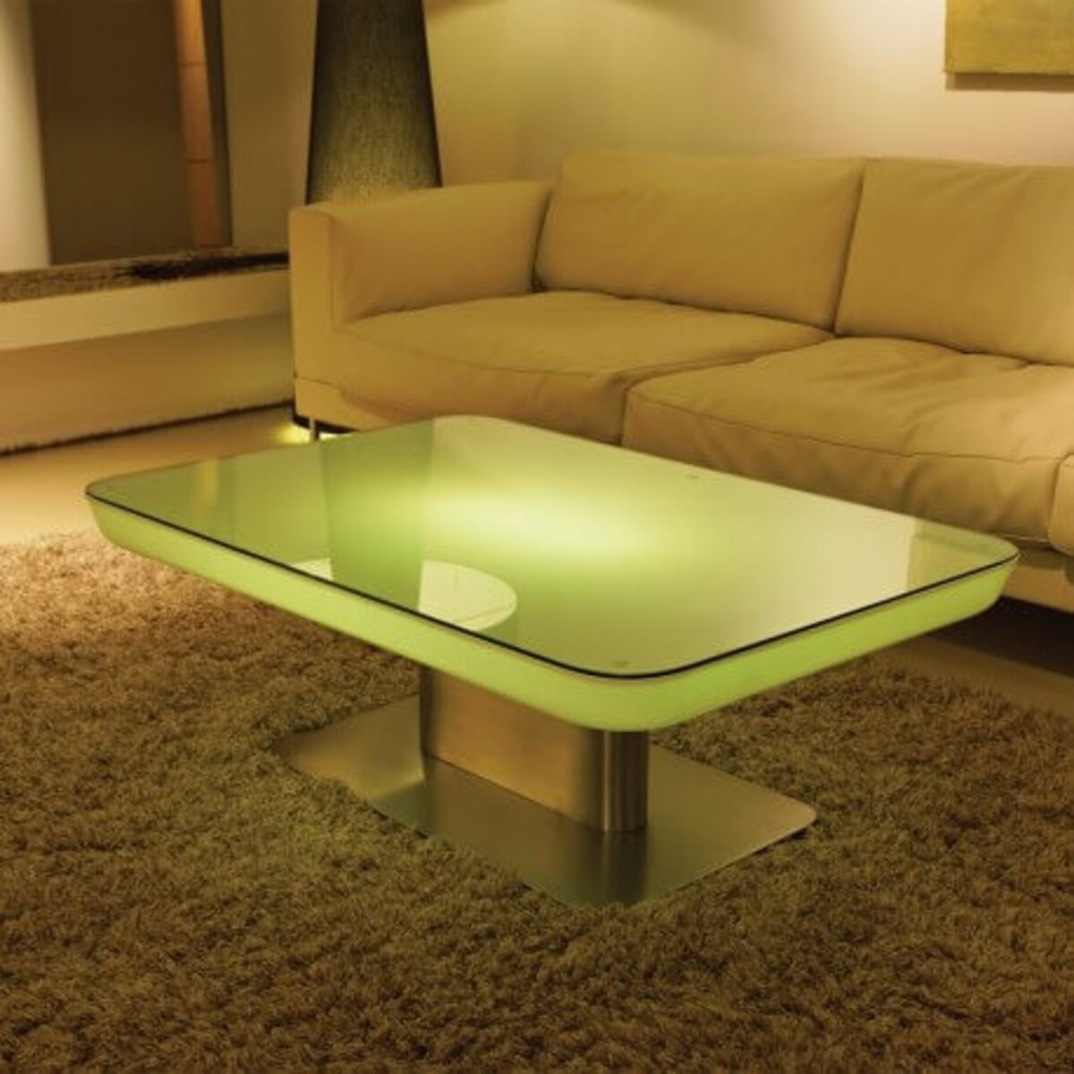 Table basse lumineuse design Studio 36 IP44 H36 cm - Inox