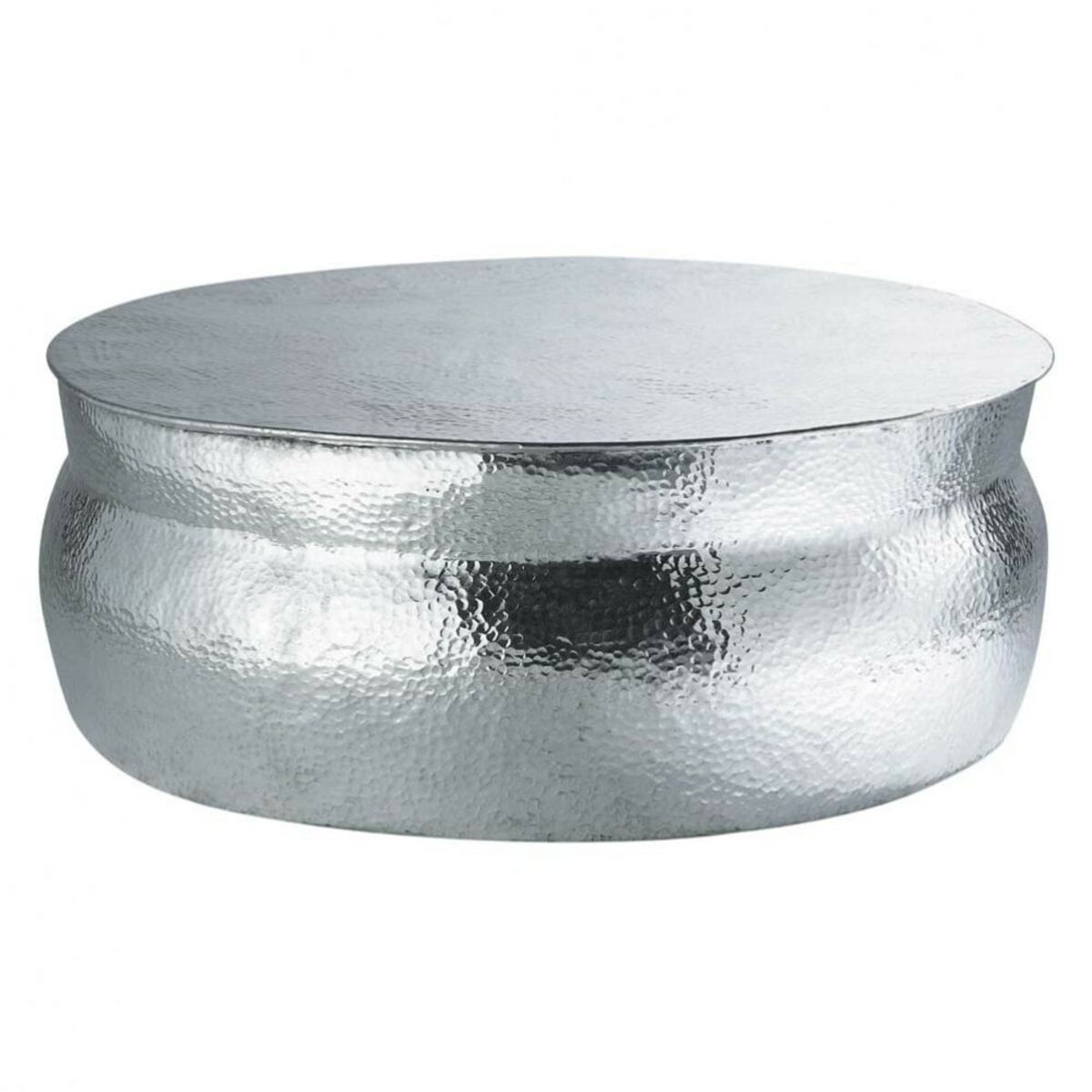 Table basse ronde en aluminium martelé