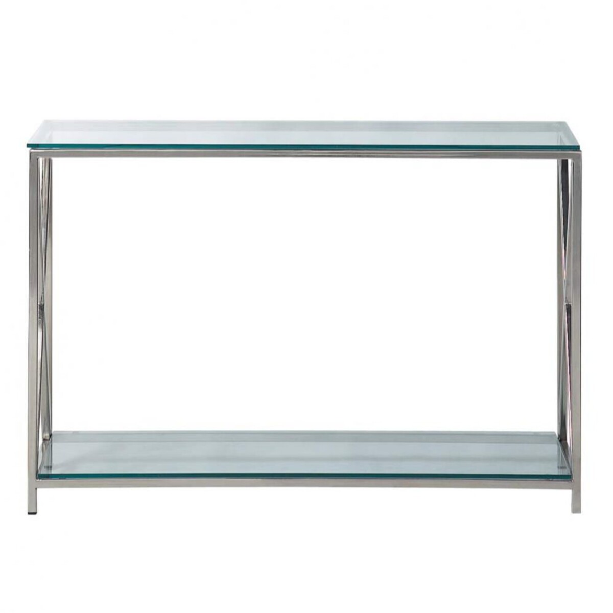 Table console en acier et verre chromée L 119 cm Helsinki